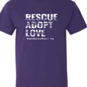 Purple Rescue Adopt Love memorial T-shirt front